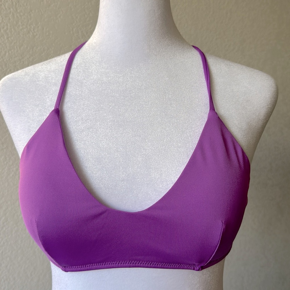 Bright Purple Criss Cross Back String Bikini Top Size Medium
